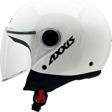 Axxis Square S Solid A0 Gloss Pearl White Yarım Motosiklet Kaskı - S