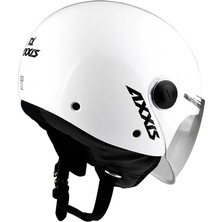 Axxis Square S Solid A0 Gloss Pearl White Yarım Motosiklet Kaskı - Xs