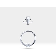 Prenses Pırlantalı Halka Piercing, 10-12 mm , 1.2 Mm, 14K Sarı-Beyaz-Kırmızı Altın | LC00034D