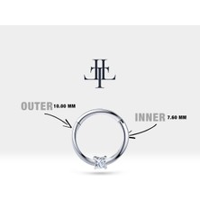 Prenses Pırlantalı Halka Piercing, 10-12 mm , 1.2 Mm, 14K Sarı-Beyaz-Kırmızı Altın | LC00034D