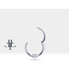 Prenses Pırlantalı Halka Piercing, 10-12 mm , 1.2 Mm, 14K Sarı-Beyaz-Kırmızı Altın | LC00034D