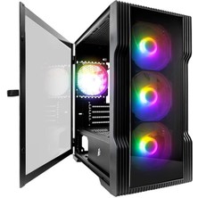 1st Player Trılobıte T3-G Siyah 600W 80+ Raınbow 4X12CM Fan Temperli Cam USB 3.0 M-Atx Kasa