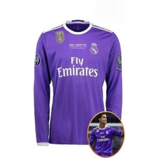 C.ronaldo Mor 2017 Cardiff Finali Realmadrid Retro Yetişkin Forması Uzun Kollu Unisex Maç Forması