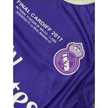 C.ronaldo Mor 2017 Cardiff Finali Realmadrid Retro Yetişkin Forması Uzun Kollu Unisex Maç Forması