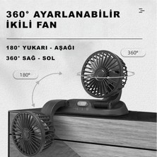 Araç Içi Torpido Üstü Çift Fanlı Oto Vantilatör 360° Dönebilir Vantilatör Numaratörlü