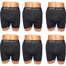 KYC Shopping 6 Adet Siyah Renk 1.kalite Pamuklu Likralı Penye Esnek Kumaş Boxer Baksır