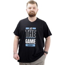 Mode Xl Büyük Beden Erkek Baskılı T-Shirt Begın U24056 Siyah