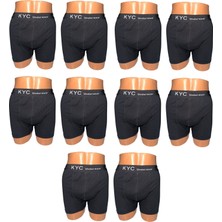 KYC Shopping 10 Adet Siyah Renk 1.kalite Pamuklu Likralı Penye Esnek Kumaş Boxer Baksır