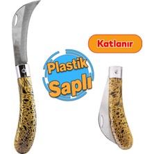 Badem10 Plastik Saplı Bıçak Çakı Soğuk Aşı Macunu Profesyonel Çelik Eğri Uç Bağ Ağaç Budama Bıçağı 1 Adet