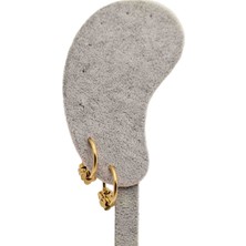 Han Ticarethane Altın Renk Yonca Detaylı Halka Model Çelik Küpe