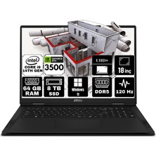 Msı Creator Pro X18 Hx Intel Core I9 14900HX 64GB 8tb SSD RTX3500 Ada Windows 11 Pro 18" UHD 120Hz Taşınabilir Bilgisayar A14VKSG-481TR-A1