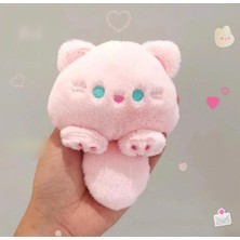 Pembe Kedi Anahtarlık Peluş 10CM Kuyruğu Düdüklü Kedi Peluş