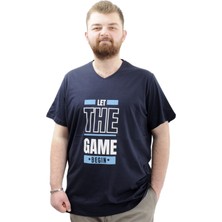Mode Xl Büyük Beden Erkek Baskılı T-Shirt Begın U24056 Lacivert