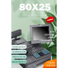 80X25 Termal Plasiyer Adisyon Yazıcı Sıramatik Rulosu 1 Paket 20 Adet 25MT