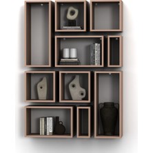 Kutu Raf - Model 9 ( Derinlik 20 cm ) Hareli Ceviz (Mat)