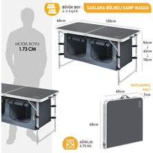 Haegs Saklama Dolaplı Kamp Masası, Katlanabilir Alüminyum Piknik Kamp Masası Mutfağı Dolabı Antrasit