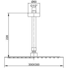 Ar & Yak İnce Kare Tepe Duş Başlığı Tavandan Borulu (300X300 mm) 102145059