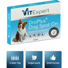 Vitexpert Droplus Köpek Damlası Pire Dış Parazit Bit Kene Deri Bakımı Için Bitkisel Damla 1-10 kg 5 Tüp