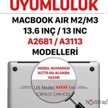 NovStrap Apple MacBook Air M2 M3 Çip A2681 A3113 13.6 inç Uyumlu Kılıf Sert Rubber Mat Buzlu Kapak