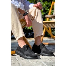 Kazax KB-042  Kuback Bağcıklı  Siyah Deri Tozu Siyah Taban Günlük Erkek Ayakkabı