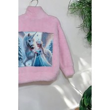 Kız Çocuk Elsa Temalı Peluş Ceket Kız Çocuk Elsa Baskılı Peluş Hırka Peluş Hırka