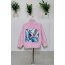 Kız Çocuk Elsa Temalı Peluş Ceket Kız Çocuk Elsa Baskılı Peluş Hırka Peluş Hırka