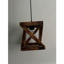 Doğal Eskitme Desenli Z Tipi Ahşap Sarkıt Avize