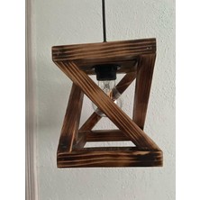 Doğal Eskitme Desenli Z Tipi Ahşap Sarkıt Avize