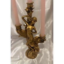 Rahan Şamdan Afrodit Mumluk Polyester 3 Gözlü  Gold