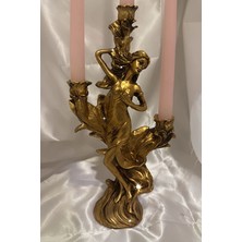 Rahan Şamdan Afrodit Mumluk Polyester 3 Gözlü  Gold
