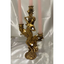 Rahan Şamdan Afrodit Mumluk Polyester 3 Gözlü  Gold