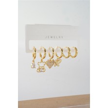 Kadın Vip Seri  Antialerjik Baget Zirkon Taşlı 6'lı Küpe