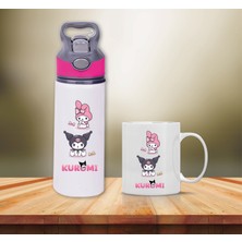 Kuromi Baskılı Pipetli Metal Suluk ve Kupa BARDAK-009
