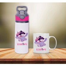 Kuromi Baskılı Pipetli Metal Suluk ve Kupa BARDAK-013