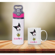 Kuromiii Baskılı Pipetli Metal Suluk ve Kupa BARDAK-011