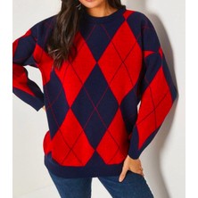 Baklava Desen Oversıze Kazak