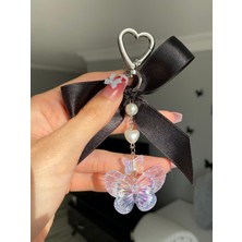Siyah Fiyonklu Fairycore Kelebekli Çanta Charm
