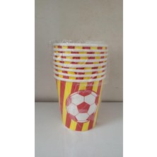 Sarı Kırmızı Top Desenli Karton Bardak - 23 cm - 8 Adet