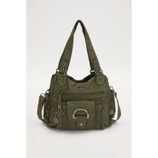 Lêvi D'or Yeşil Kanguru Cep Detaylı Omuz Çantası