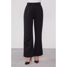 Lêvi D'or Siyah Çift Pileli Kumaş Pantolon