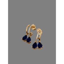Sparkle Accessories Mavi Zirkon Taşlı Halka Rose Gold Vip Çelik Küpe
