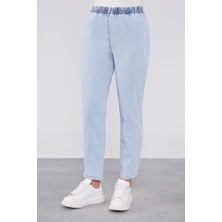 Lêvi D'or Mavi Beli Büzgülü Jean Pantolon