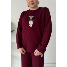 Ded Collection Kadın Modal Kumaş Rahat Kesim Uzun Kollu Ayıcık Nakışlı Ikili Takım