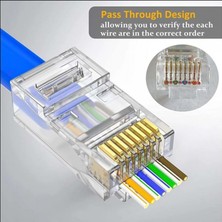 OPAX 100 Adet Ez Plug Açık Uçlu Cat 6 RJ45 Network Konnektör Cat6 Utp