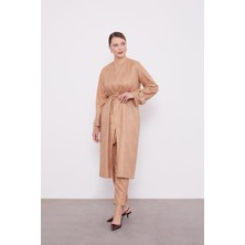 Lêvi D'or Camel İşlemeli  Melanj Kimono Üçlü Takım
