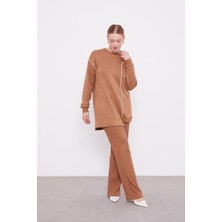 Lêvi D'or Camel Şerit İncili Kaşmir İkili Takım