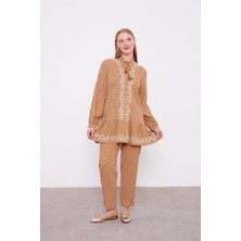 Levidor Camel Nakış Detaylı Takım