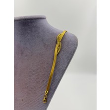 Rigel Jewelry Rigel Gümüş Bileklik, Altın Kaplama Bileklik, Doğum Günü Hediyesi, Hasır Bileklik