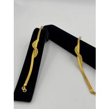 Rigel Jewelry Rigel Gümüş Bileklik, Altın Kaplama Bileklik, Doğum Günü Hediyesi, Hasır Bileklik