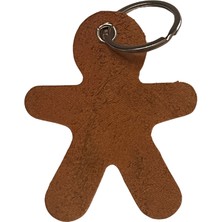 Pinkylola Design-Gingerman Serisi Neon Düğmeli Taba Hakiki Deri Anahtarlık,bag Charm